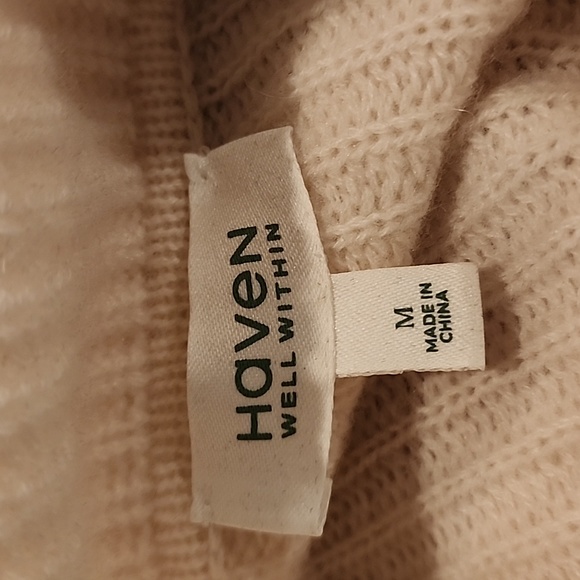 Haven Well Within Cream Turtleneck Shawl Sweater NWOT Medium - Picture 5 of 9